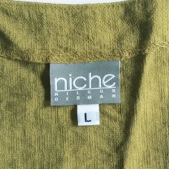 Niche Nilgun Derman Short Sleeve Woven Blouse L Olive Green 50OFF3 - Picture 4 of 6